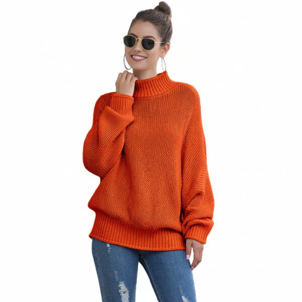 Turtleneck Knitted Sweater for Women Casual Loose Fit