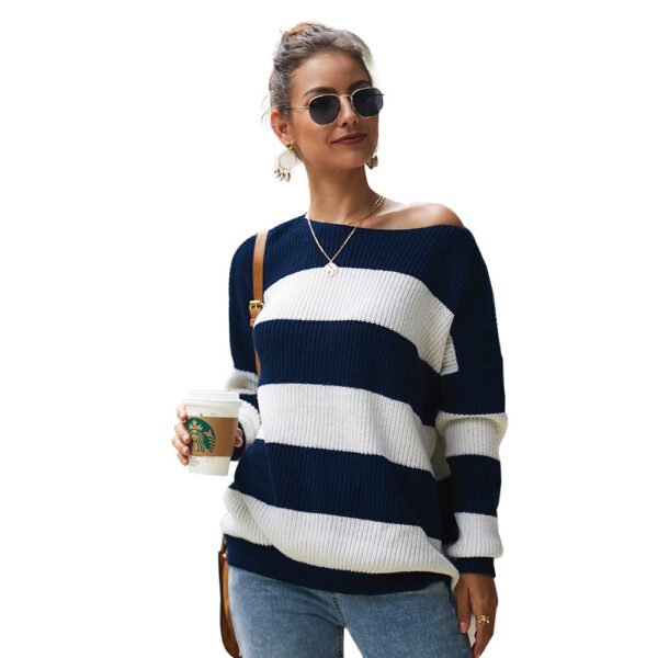 Women's Striped Sweater Top Loose Fit Pullover